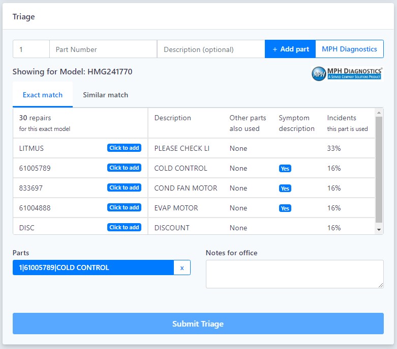 Triage feature allows techs to plan for future jobs.